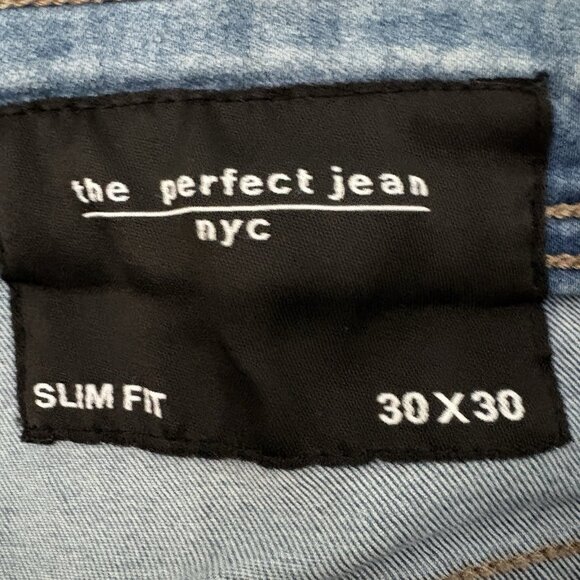 THE PERFECT JEAN NYC Stretch Slim Fit Jeans Mens 30X30 (Actual 31x29) Light Blue - Picture 3 of 13